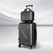 12" 20" Wanderlite 2pc Luggage Trolley Travel Suitcase Storage Carry On TSA Lock Black