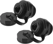 uxcell RJ45 Panel Mount Coupler, Shielded Industrial Panel Mount Bulkhead Ethernet LAN Pass Through Connector with Waterproof IP67 Dustproof Cap for CAT6/CAT5E/CAT5, Pack of 2
