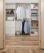 BASEL WALK IN WARDROBE KIT - WHITE - HAMPTONS - OVAL BRASS