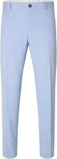 [SELECTED HOMME] Men's Slhslim-Oasis Linen TRS Noos Suit Pants, Light Blue, 50