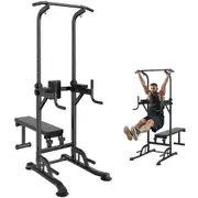 Adjustable Power Tower with Bench & Elbow Pads for Versatile Home Workouts