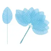 200Pcs Artificial Silk Leaf, Faux Wire Single Leaves, Fake Flower Light Blue