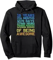 [VidiAmazing] 18 Years 216 Months Being Awesome Vintage Distressed Pullover Hoodie ds213