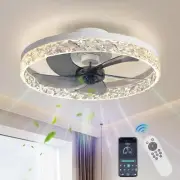 Ventiladores De Techo De Cristal Con Luces, Ventilador De Techo Empotrado De 19.
