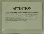 Original NOS sticker entilted "Authorized Excelsior-Henderson Dealers"