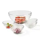 Set of 5 Glass Mixing and Prep Bowls Food Preparation Mixing Bowls Clear NEW AU