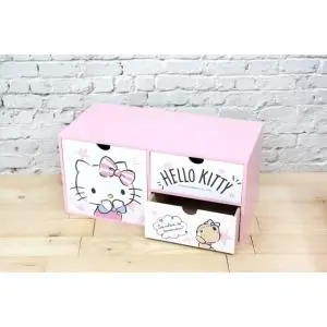 【箱子】三麗鷗 Kitty 木製橫式三抽收納盒