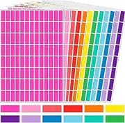 YSHIHE Rectangular Colored Stickers, 12 Colors Rainbow Color Coding Labels, 1in x 3/8in (25 x 10mm) Assorted Stickers for Offices Labeling Marking - 2496 Pack