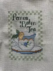 Finished Cross Stitch - Lemon Balm Tea