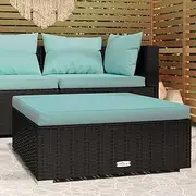 Garden Footrest with Cushion Black 70x70x30 cm Poly Rattan,Outdoor Sectional Sofa Units 6.45KG-317536