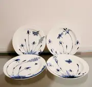 Williams Sonoma Printemps Blue & White Flowers & Butterflies Salad Plates S/4