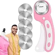 Rotary Fabric Cutter - Professional Tailoring Cutter, Fabric Rolling Cutter | 45mm High-Precision Quick Change Cutter with Safety Button Lock, Ergonomic Grip Rolling Cutter for Cutting Fabric Quilting