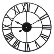 Vintage Roman Numerals Giant Open Face Metal Wall Clock - black - 40cm