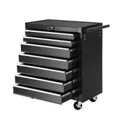 Tool Chest Trolley Box Cabinet Cart Garage Storage Black - 7 Drawers