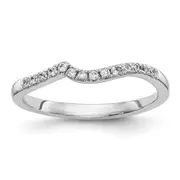 14k White Gold Diamond Contoured Wedding Band