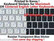 10x Russian Blue Transparent Sticker for Mac/Apple or Windows Centered Keyboard