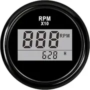 ALAGPNPMZH Digital 52mm Tachometer 0-9990 RPM Meter with Hour Pulse Signal 9~32V White Electrical Tachometer Gauge for Diesel Motor Engine Speedometer(AFA)