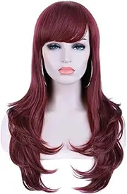 THRIFT BAZAAR Burgundy Red Hair Synthetic Wigs for Women