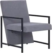 Camping Sunloungers Reclining Patio ChairsLight Grey Fabric Armchair with Chrome Feet