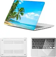 [HLAAJJX] for MacBook Air M1 13 inch Case 2020 2019 2018 A2337 A2179 A1932 Retina Display,Snap-on Cover Protector & Keyboard Cover for MacBook Air Case 13 inch,Blue Beach
