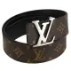 【Louis Vuitton 路易威登】LV M9821U LV Initiales 金屬LOGO飾扣經典花紋雙面皮帶(現貨)