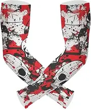 [Yoogain] UV Protection Arm Sleeves Men Skull Red Terrible Compression Sleeve For Garden Working Strong Air Permeability cubre brazos, Skull Red Terrible
