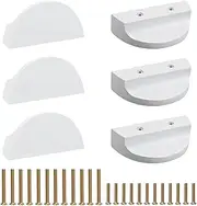 MOROBOR 6PCS White Beech Wood Half Moon Drawer Handles, Semi Circle Pulls for Drawer Cabinet Wardrobe
