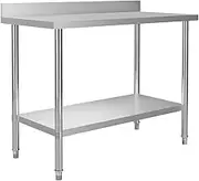 Kitchen Work Table with Backsplash 120x60x93 cm Stainless Steel,Food Service 16.9KG-51191