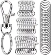 50Pcs Silver Swivel Snap Hooks With Key Rings Assorted Sizes Diy Crafts