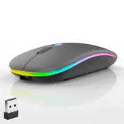 LED Wireless Mouse, Slim Silent Dual-Mode 2.4G+BT Rechargable 7-Color Mouse P...