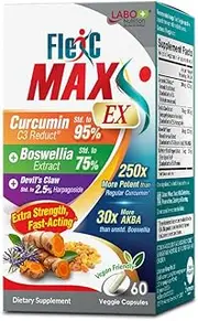 LABO Nutrition FlexC MAX EX with Turmeric Curcumin C3 Reduct 95% Tetrahydrocurcuminoids, Bioperine, Boswellia Extract & OptiMSM, Effective Anti-Inflammatory & Antioxidation - Joint & Body Pain Relief