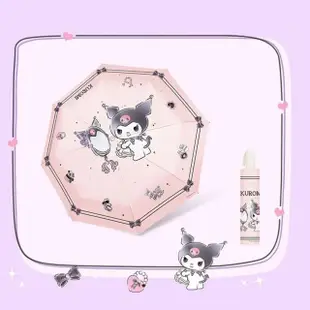 【SANRIO 三麗鷗】酷洛米系列三折自動黑膠晴雨傘摺疊傘(防曬傘 陽傘)