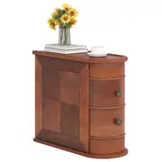 Tribesigns Solid Wood End Table 2-Drawer Narrow Side Table Slim Chair Side Table Walnut