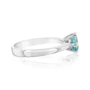 Sterling Silver Sky Blue Cubic Zirconia 6 Claw Ring, M