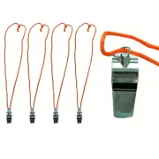 4 Metal Signal Whistle Referee Coach Extra Loud Whistle Survival Safety Sports