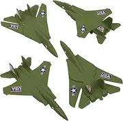 TimMee Plastic Army Men Combat Fighter Jets - 4pc OD Green Airplanes Made in USA