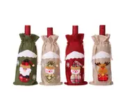 C310 4PCS Santa Claus Doll Red Wine Bottle Cover Set Wine Bag Holiday Table Decoration Xmas Party Decorations