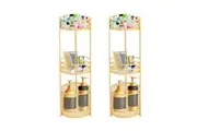SOGA 2X 3 Tier Bathroom Freestanding Storage Shelf Multifunctional Display Rack Organiser with Basket