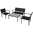 Outdoor Lounge Set 4 Piece Black Textilene Outdoor Table Chairs Bench vidaXL