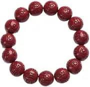 [YANYUEAZ] Prayer Beads,Beads Necklace,Bracelet, Buddhist Prayer Beads Bracelet, Natural Cinnabar six-Word Truth Bracelet, feng Shui Wealth Auspicious Peace Bracelet (Size : 8mm) (Size : (Size : 6mm