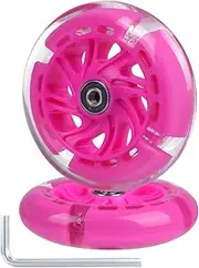 Gladeer 120mm Light Up Flashing Scooter Front Replacement Wheels w/Bearings for Kids 3-Wheeled Kick Scooters (Pink)