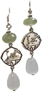 [YTDJJWLS] Chinese Style Retro Jade Droplet Pendant Earrings Fashion Metal Eardrop Earrings Jewelry, Stone, No Gemstone