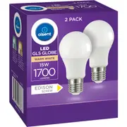 Olsent LED GLS Globe 15W 1700lm Warm White Edison Screw 2 pack