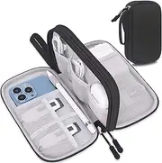 Lacdo Electronic Organizer, Travel Cable Organizer Bag Pouch Tech Electronic Accessories Carry Case Portable Double Layers Charger Case for Cable, Cords, Charger, Phone, Earphone, Power Bank, Black