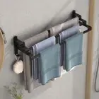 Bathroom Towel Rack Storage Organizer Wall Mount Rail Hanger Towel Holder TO