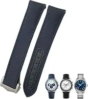 [KKFAUS] 19mm 20mm 21mm High Density Nylon Canvas Curved End Watchband Fit for Omega Seamaster 300 AT150 Speedmaster Longines Watch Strap