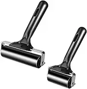 JZS Rubber Roller Brayer Set – 2Pcs Hard Rubber Rollers, 4 Inch and 2.4 Inch, for Printmaking, Inking, Stamping & Crafting,Black