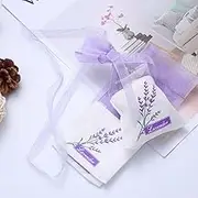 TOPPERFUN 10Pcs 15x7.2cm/6x2.8 inch Purple Lavender Sachet, Drawstring Mesh Jewelry Bag, Wedding Party Favor Candy Bag Lavender Sachet