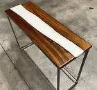 White river epoxy console table, live edge wooden table epoxy resin office table