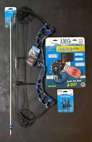 PSE D3 Blue Bowfishing Compound Bow Left Hand AMS Pro Reel Tidal Wave Rest Arrow